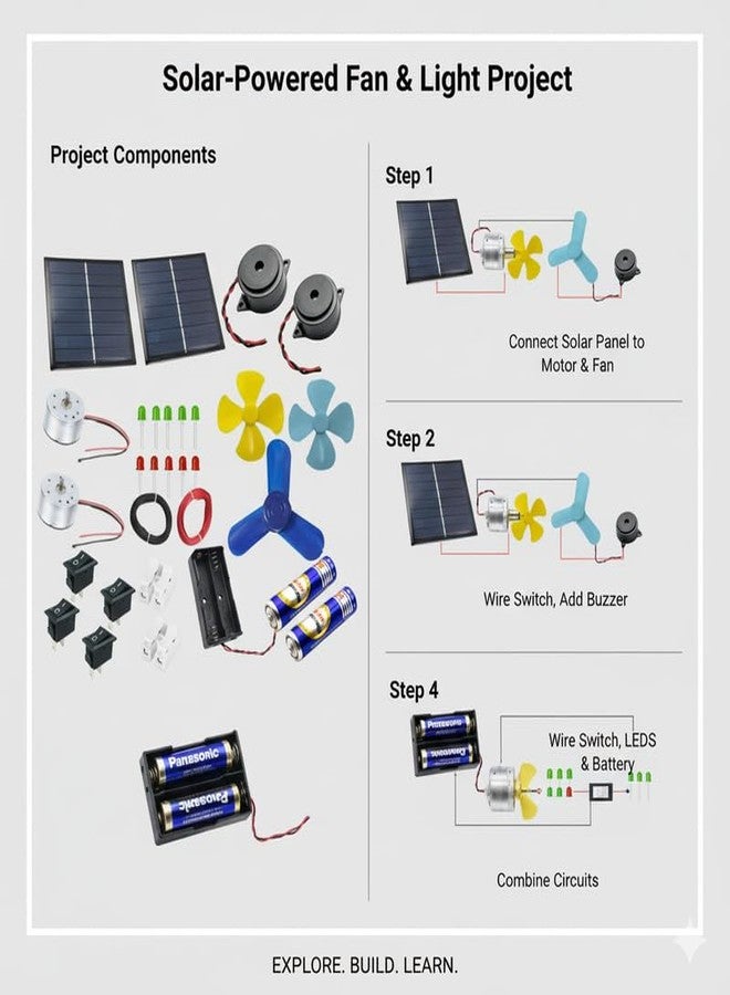 ESPtronics مجموعة مكونات الروبوتات والإلكترونيات من إي إس بترونيكس - تجربة علمية بمحرك تيار مستمر لأطفال المدارس والطلاب، مجموعة تعليمية ممتعة لتعلم العلوم والتكنولوجيا والهندسة والرياضيات، مشروع علمي يمكنك صنعه بنفسك - Image 3